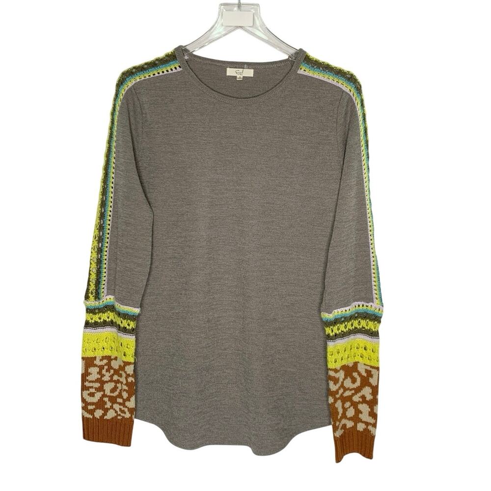 Easel Indiana Dunes Crochet Sweater M Knit Boho Chic Oversized Tunic Brown